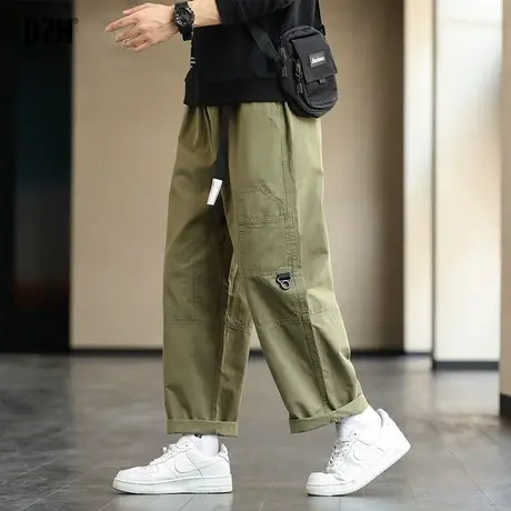 男士日系工装纯棉休闲裤男直筒宽松秋季潮牌长裤2023新款高街裤子商品大图