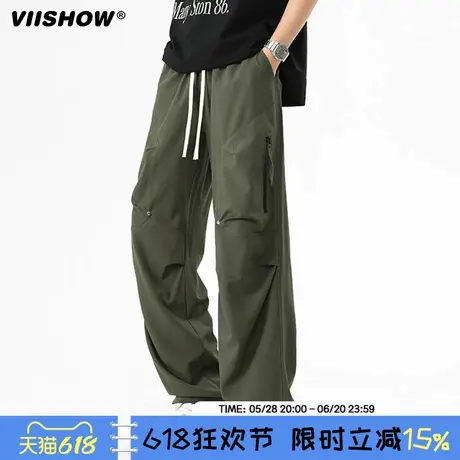 VIISHOW2025年春季男裤子长裤冲锋裤复古街头潮牌休闲裤直筒裤潮商品大图