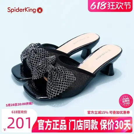 蜘蛛王女鞋2024夏季法式外穿蝴蝶结露趾凉鞋时装高跟气质凉拖鞋子商品大图