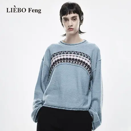 裂帛LIEBOFeng设计师品牌ins高街薄荷绿复古钩织软糯奶fufu毛衣女图片