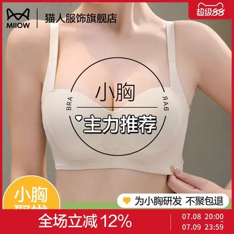 猫人内衣小胸聚拢显大饱满圆圆胸提拉上托防下垂收副乳美背文胸罩商品大图