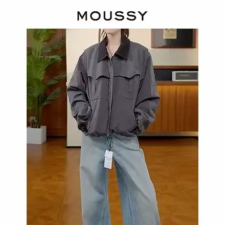 MOUSSY 2025秋季新品潮酷风撞色翻领时尚夹克外套女028IAC30-1074商品大图