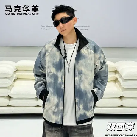 马克华菲美式复古双面穿立领夹克男士春秋季潮牌宽松百搭上衣外套图片
