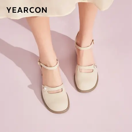 意尔康官方旗舰店女鞋时装凉鞋夏季日常粗跟圆头简约气质图片