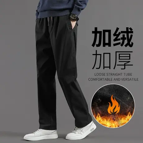 工装裤子男冬季2023新款男士休闲裤秋冬加绒加厚宽松直筒大码男裤商品大图