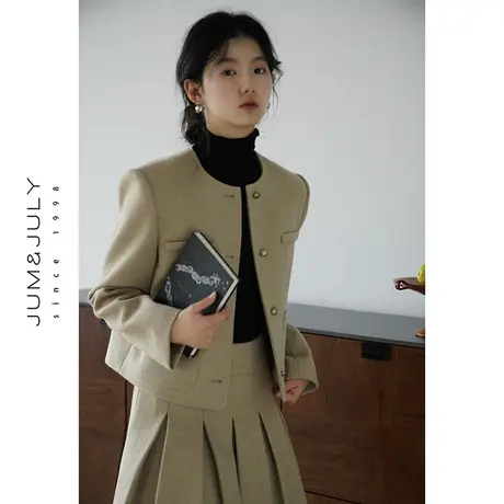 嘉茱莉2023秋季新款复古西装外套女小个子短款西服套装设计感小众商品大图