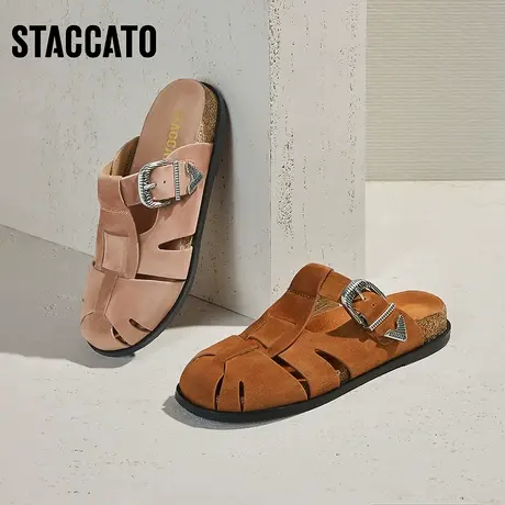 思加图新款复古勃肯鞋包头拖鞋可外穿厚底凉拖丑萌鞋S2261AH3图片