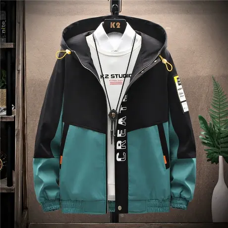 夹克男士春秋季学生百搭工装外套潮褂子大码长袖运动宽松休闲连帽商品大图