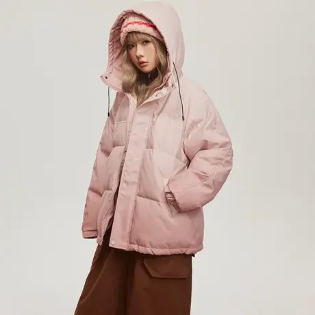 渐变色连帽保暖棉服女冬季加厚外套2023年新款复古宽松面包服棉衣商品大图