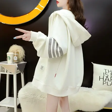 春季连帽卫衣开衫外套女2024新款宽松休闲百搭慵懒风春秋薄款上衣图片