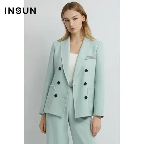 INSUN恩裳线上专选春季H型醋酸混纺西装外套图片