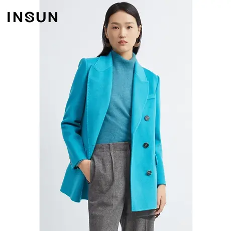 INSUN恩裳冬季羊毛双面呢廓形感毛呢外套图片