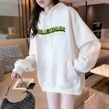 连帽卫衣女冬2023新款爆款慵懒风美式oversize外套多巴胺秋冬穿搭商品大图