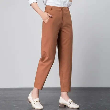 棉麻裤子女夏2023新款小个子九分裤夏季薄款亚麻女裤休闲裤哈伦裤商品大图