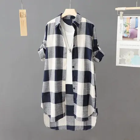 2024夏季宽松薄款防晒衬衫女中长款休闲大码防晒衣户外开衫薄外套图片