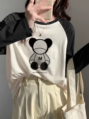 春秋装仿棉长袖t恤女2023新款冬季洋气减龄内搭打底衫设计感上衣图片