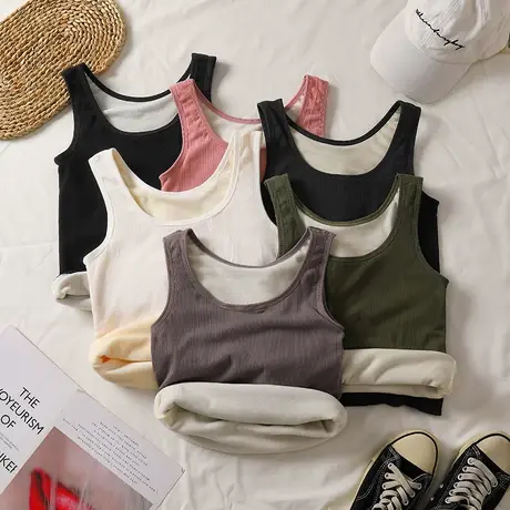 加绒保暖吊带背心秋冬别致法式针织衫毛衣打底衫女士内搭加厚上衣商品大图