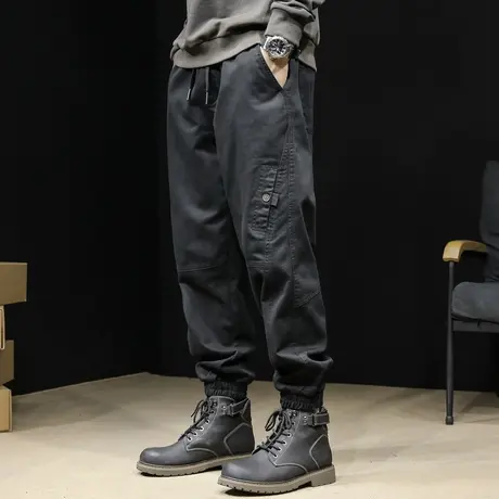 秋季黑色工装裤子男秋冬款束脚宽松大码2022新款男士休闲男裤潮牌商品大图