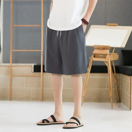日系亚麻短裤男生夏季薄款速干高街潮牌宽松cleanfit冰丝五分裤子商品大图