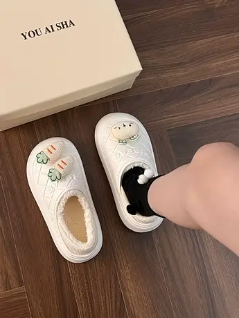 包跟棉拖鞋女士冬季2023新款加绒外穿办公室毛毛拖鞋室内居家防滑商品大图