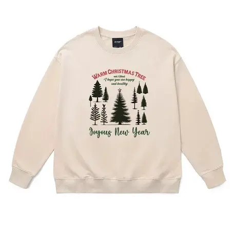 中性款圣诞卫衣情侣圣诞节圣诞树加绒加厚潮洋气冬季加肥加大外套商品大图