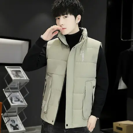 新款秋冬季羽绒棉服马甲男士韩版修身潮青年学生保暖立领马夹外套商品大图