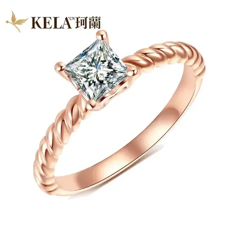 【公主嫁期】珂兰 白18K金公主方钻戒30分50分1克拉钻石女戒 牵绊商品大图