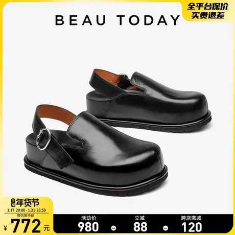 BeauToday包头拖鞋女夏外穿2024新款厚底勃肯鞋女凉鞋BT真皮凉拖商品大图