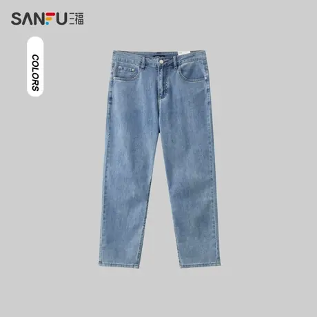 三福2024夏季男士冰氧吧牛仔裤 休闲时尚合身小脚长裤男482906商品大图