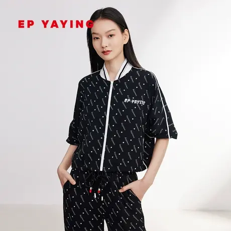 EP YAYING雅莹女装 中袖满印运动小立领外套 2024春装新款1249B图片