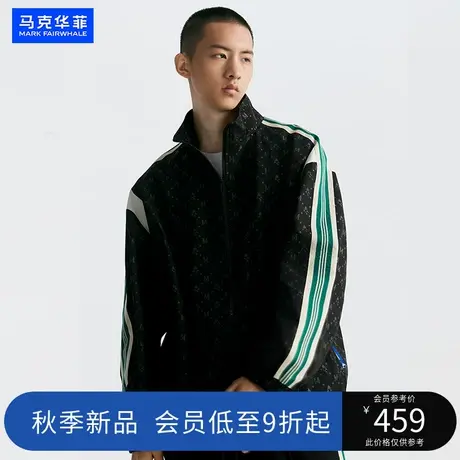 马克华菲2023秋季新款满版印花拼接夹克男士潮流休闲外套百搭上衣图片