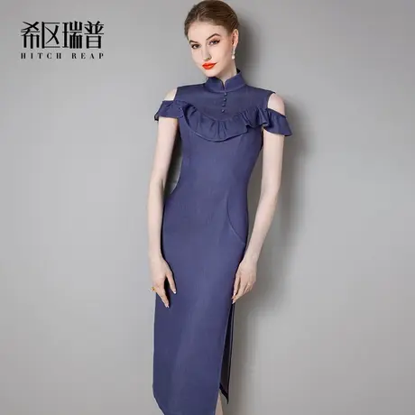 希区瑞普高端国潮年轻牛仔改良旗袍设计感小众连衣裙2023夏季礼服商品大图