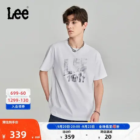 Lee商场同款23秋冬新品舒适版白色印花男短袖T恤潮流LMT0062974DR商品大图
