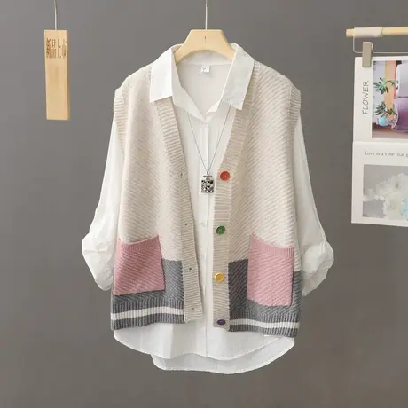 开衫针织马甲女背心春秋外套2023新款叠穿毛衣马夹坎肩外搭上衣潮图片