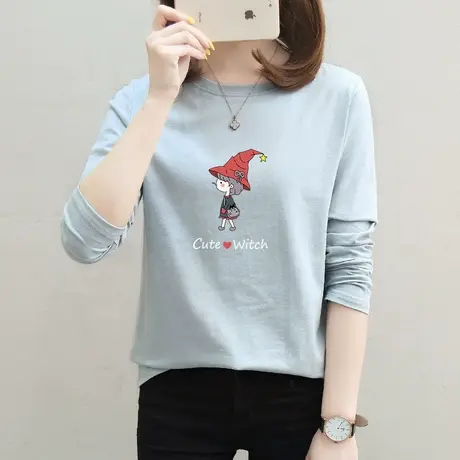 2023年新款百搭纯棉长袖t恤女宽松内搭打底衫学生纯棉体恤上衣潮商品大图