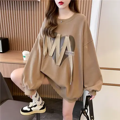 卫衣女秋冬季韩版宽松大码bf慵懒风中长款ins加绒加厚上衣外套潮商品大图