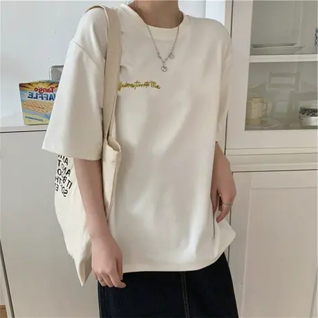 2023年春夏季爆新款设计感小众潮牌女装上衣服ins白色宽松短袖t恤商品大图