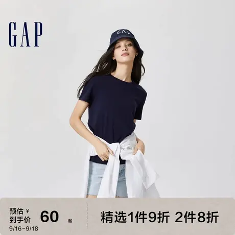 Gap女装夏季2023新款纯棉洋气休闲短袖T恤819398运动休闲上衣图片