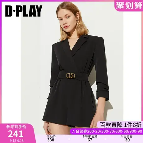 DPLAY德帕拉夏新ol经典黑职业套装修身气质高腰连体裤商品大图