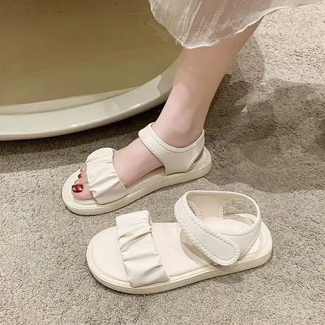 网红超火法式凉鞋女夏季仙女风外穿2023年新款百搭休闲平底罗马鞋商品大图