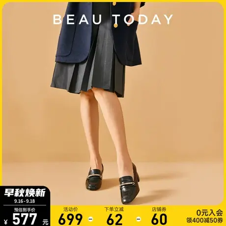 BeauToday高跟鞋女2023新款BT小皮鞋女款夏季真皮法式黑色高跟鞋图片