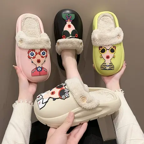 2023新款可拆卸棉拖鞋女家居厚底防滑冬季室内外穿家用保暖踩屎感图片