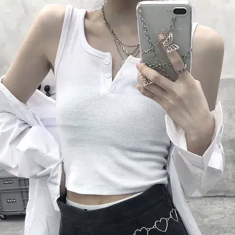 设计感小众螺纹外穿短款上衣夏季内搭无袖韩版吊带性感背心女ins商品大图