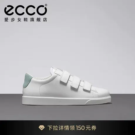 ECCO爱步小白鞋女 魔术贴板鞋小牛皮休闲鞋平底鞋 街头轻巧212843商品大图