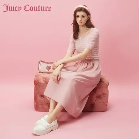 Juicy Couture橘滋2024新款遇见浪漫金属牌针梭拼接连衣裙图片