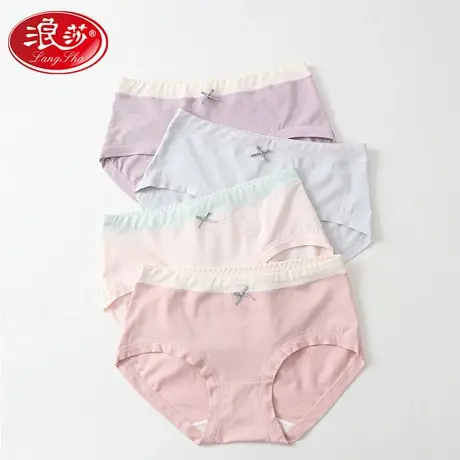 浪莎内裤女纯棉中腰柔软长绒棉舒适柞蚕丝抗菌底裆少女三角裤YC商品大图