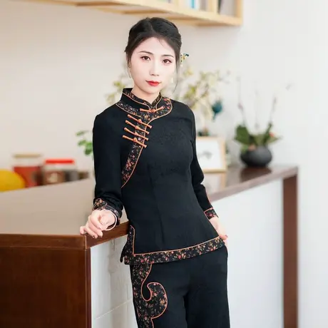 筠雅国风女装复古新中式唐装盘扣民族风外套修身显瘦女装24J086商品大图