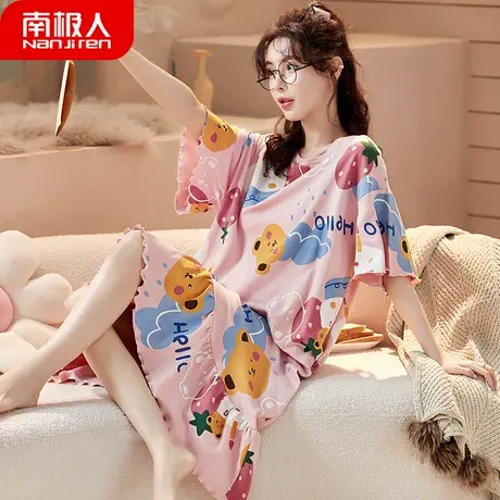 睡裙女夏季纯棉夏款2023年新款女士大码性感甜妹孕妇睡衣女款夏天商品大图