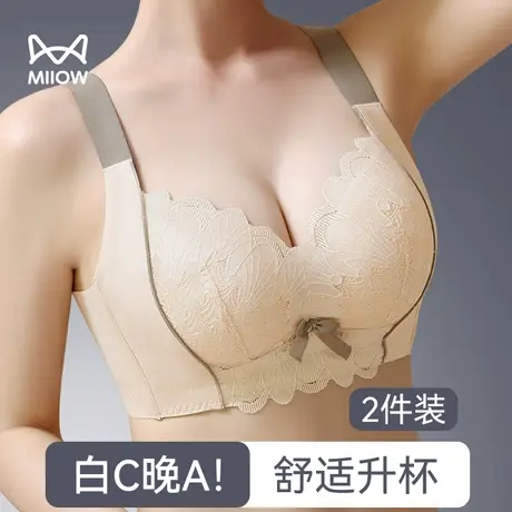 猫人内衣女小胸聚拢收副乳调整型文胸上托防下垂显大性感蕾丝胸罩商品大图