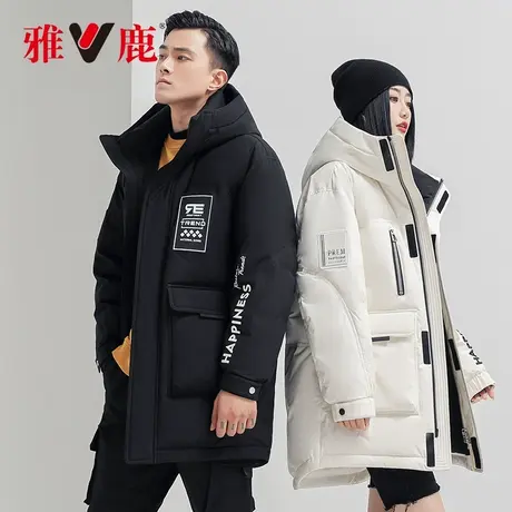 雅鹿情侣装羽绒服男女同款中长款2023新款时尚工装派克服外套冬A图片